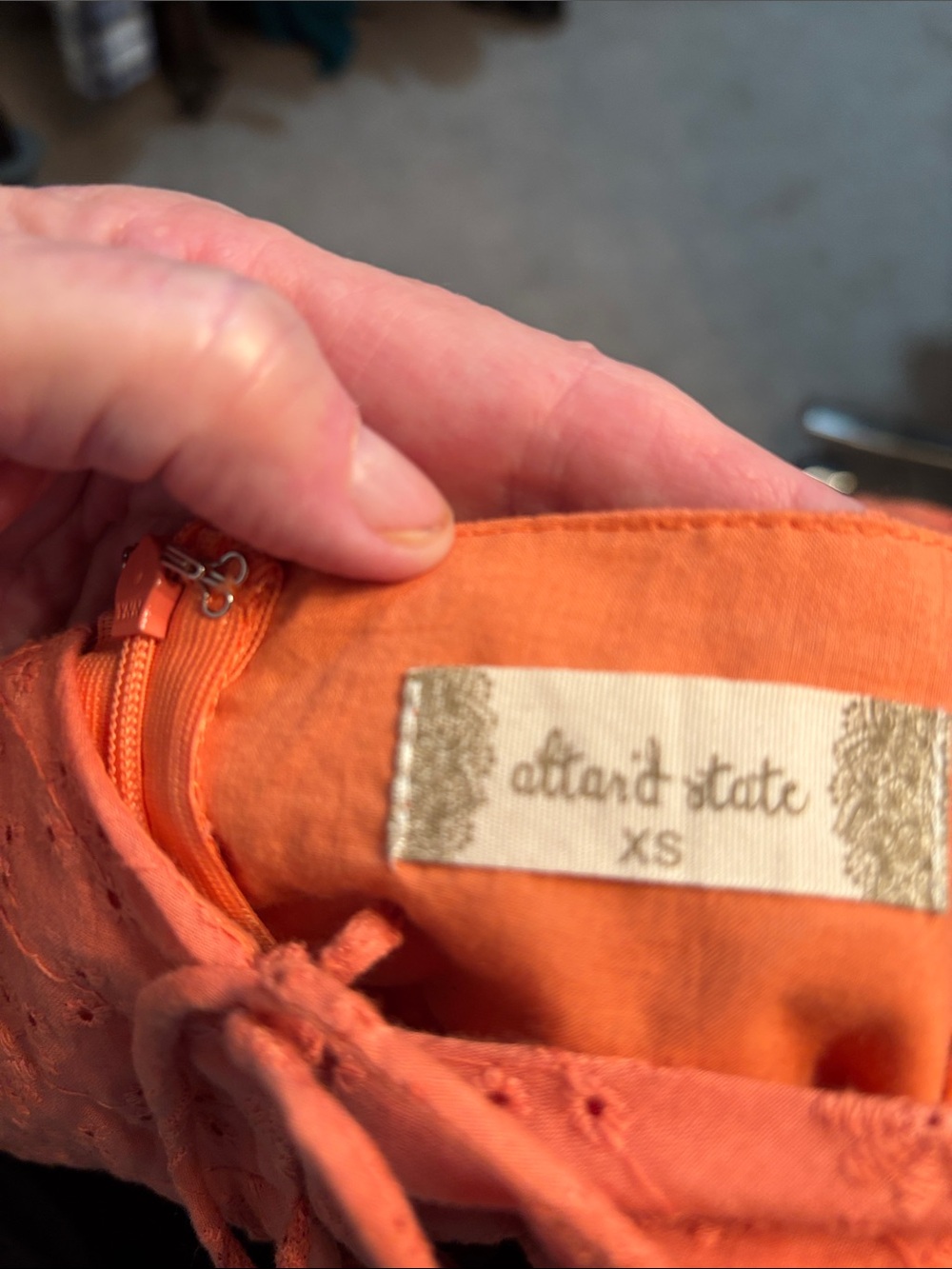 Altar'd State Orange Eyelet Puff Sleeve Mini Dress - Picture 3 of 5